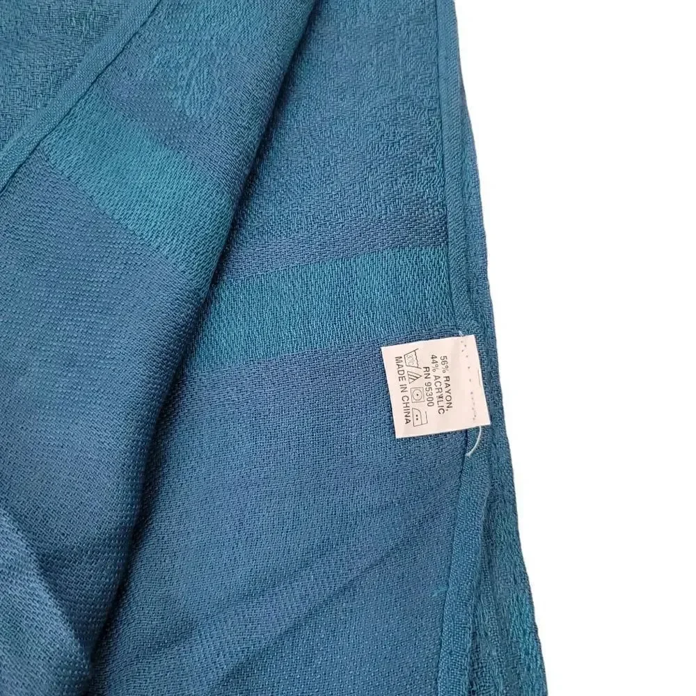 Super Soft Subtle Turquoise and Blue Paisley Fringe Scarf